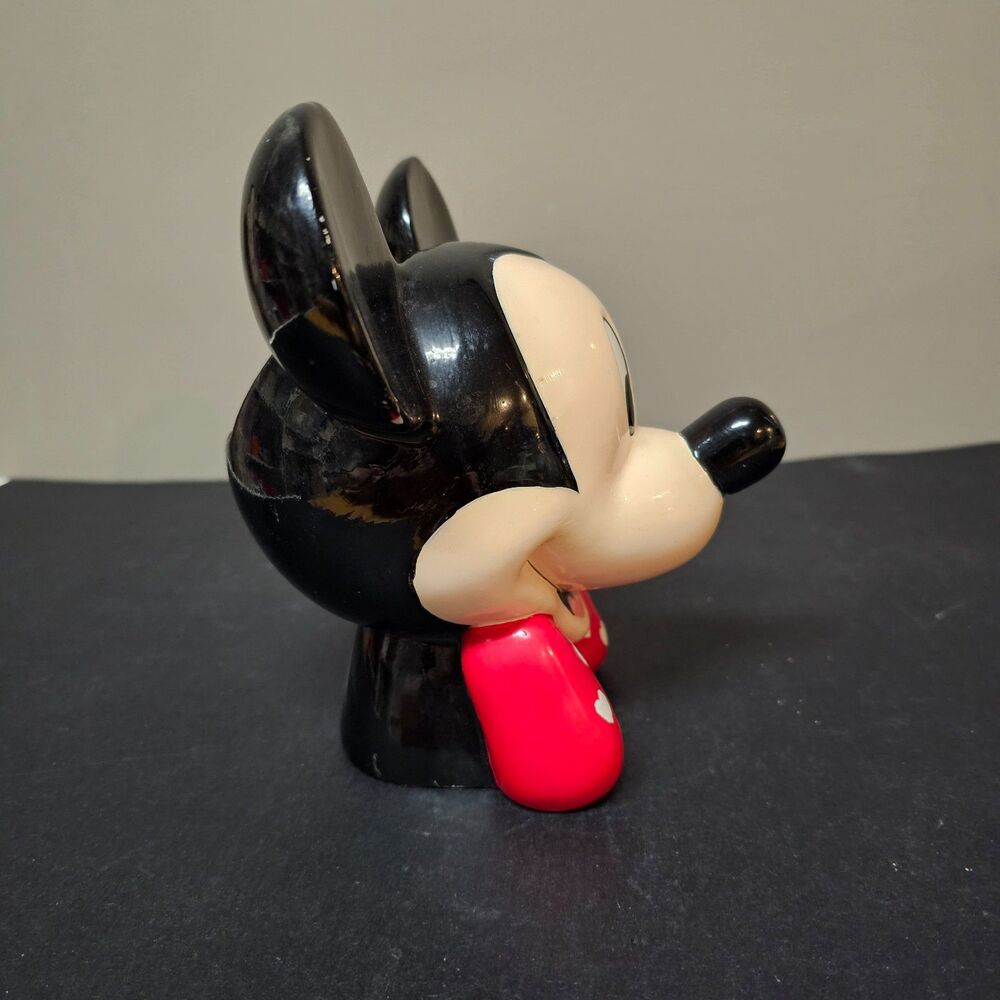Mickey Mouse Head Ceramic Vase Heart Bow Tie Planter Teleflora Disney Vtg - Picture 4 of 7
